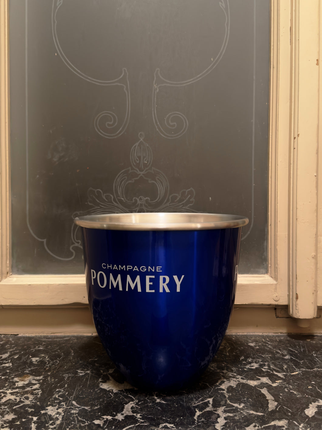 CHAMPAGNE POMMERY ICE BUCKET BLUE